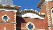 front view of elyria's historic town hall building