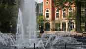 fountain in front of elyria city hall
