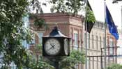 clock and buildings downtown elyria ohio