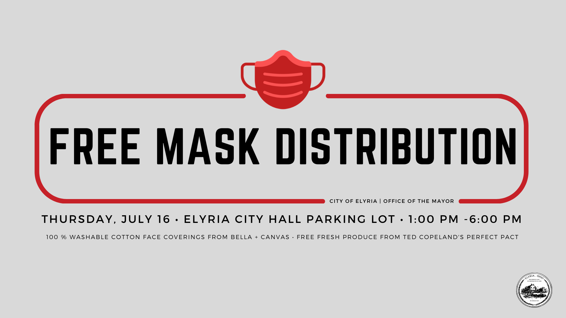 Event Flyer for Free Mask Distribution from the Office of the Mayor