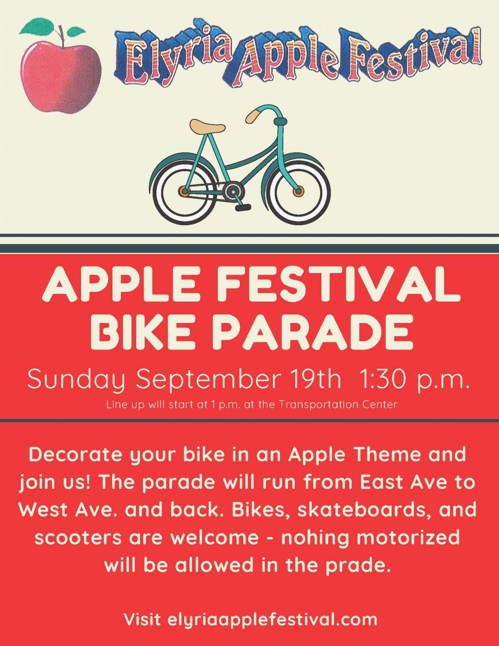 Apple Festival Bike Parade Sunday, September 19, 2021 City of Elyria