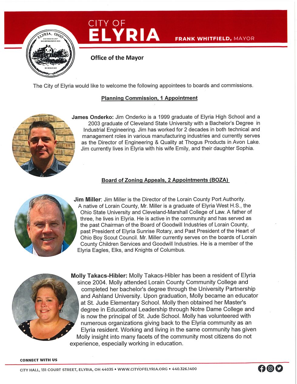 City of Elyria Boards and Commissions Appointees City of Elyria