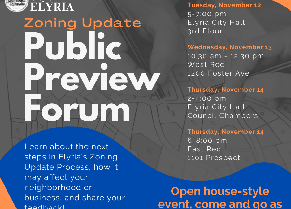 City of Elyria to Host Public Forums on Zoning Update Process